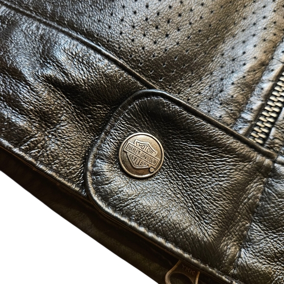 Harley Davidson Men's Classic Cruiser Colorblock Leather Jacket - Picture 11 of 16